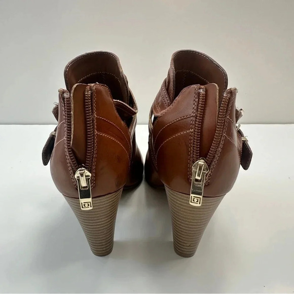 Liz Claiborne‎ Peek Toe Genesis Shoes Open Toe With Buckle Women’s Size 8 Cognac - Picture 4 of 10